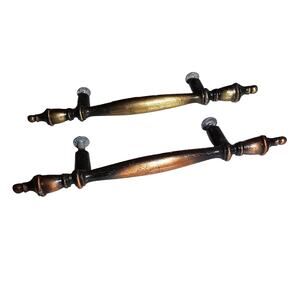 Vintage Antique Lot Of 2 Japan Brass Drawer Pulls Salvage 5.75" Long 3" Offset